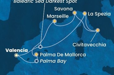 Španělsko, Itálie, Francie z Valencie na lodi Costa Pacifica