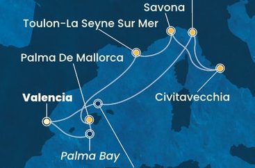 Španělsko, Itálie, Francie, Mallorca z Valencie na lodi Costa Pacifica
