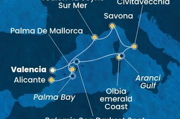 Španělsko, Itálie, Francie z Valencie na lodi Costa Pacifica