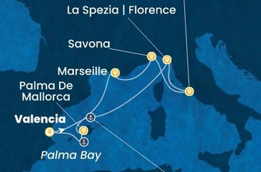 Španělsko, Itálie, Francie z Valencie na lodi Costa Pacifica