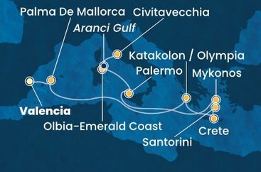 Španělsko, Řecko, Itálie z Valencie na lodi Costa Pacifica