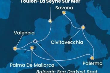 Francie, Španělsko, Itálie z Toulonu na lodi Costa Pacifica