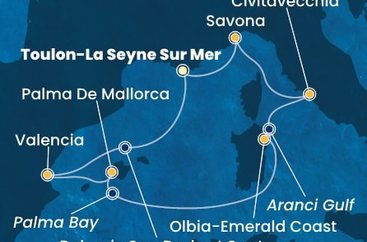 Francie, Španělsko, Itálie z Toulonu na lodi Costa Pacifica