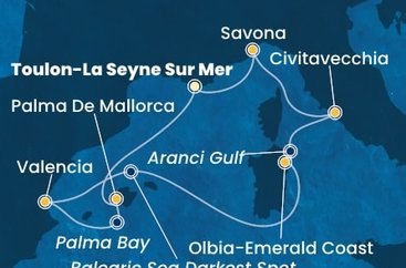 Francie, Španělsko, Itálie z Toulonu na lodi Costa Pacifica