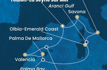 Francie, Španělsko, Itálie z Toulonu na lodi Costa Pacifica