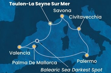 Francie, Španělsko, Itálie z Toulonu na lodi Costa Pacifica
