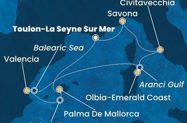 Francie, Španělsko, , Itálie z Toulonu na lodi Costa Pacifica