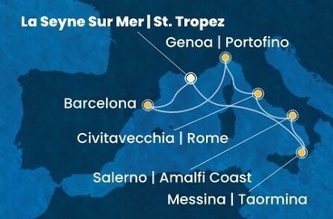 Francie, Španělsko, Itálie z Toulonu na lodi Costa Fascinosa