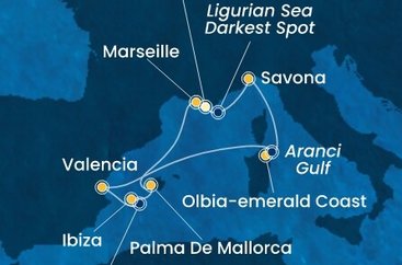 Francie, , Itálie, Španělsko z Toulonu na lodi Costa Fascinosa