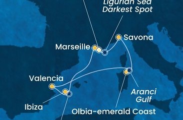 Francie, , Itálie, Španělsko z Toulonu na lodi Costa Fascinosa
