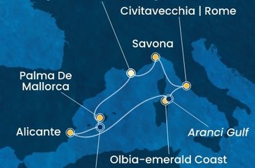 Francie, Španělsko, Itálie z Toulonu na lodi Costa Pacifica