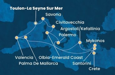 Francie, Španělsko, Řecko, Itálie z Toulonu na lodi Costa Pacifica