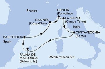 Přes starověký Řím k Azurovému pobřeží na MSC Seaview