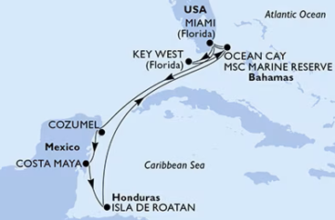 Z Miami do Mexika a přes Bahamy zpět na lodi MSC Magnifica