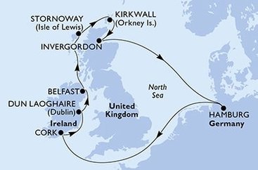Irskem a Skotskem na lodi MSC Preziosa